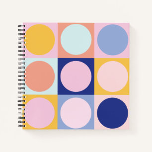 Kleurrijke geometrische vormen patroon Roze Blauw Notitieboek