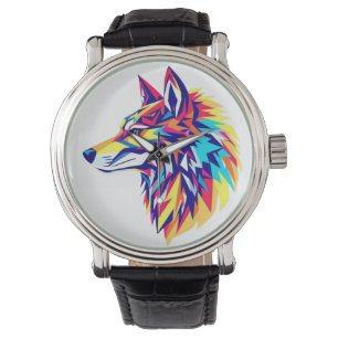 Kleurrijke Geometrische Wolf eWatch Horloge