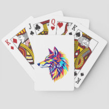 Kleurrijke Geometrische Wolf Klassieke Speelkaarte
