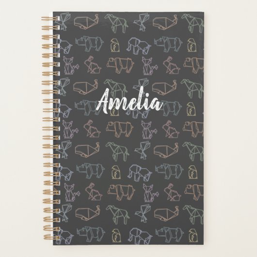 Kleurrijke Geometry Origami Animals Planner (Voorkant)