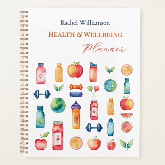 Kleurrijke gepersonaliseerde gezondheid en welzijn planner (Voorkant)