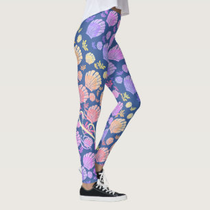 Kleurrijke gepersonaliseerde Monogram Seashell Pat Leggings