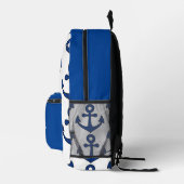 Kleurrijke gepersonaliseerde rugzak, blauwe ankers bedrukte rugzak (Rechts)