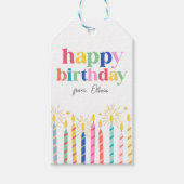 Kleurrijke gepersonaliseerde verjaardagscadeautag cadeaulabel (Voorkant)