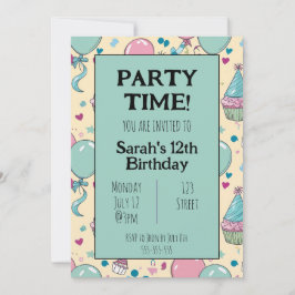 Kleurrijke gepersonaliseerde verjaardagsuitnodigin kaart