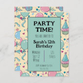 Kleurrijke gepersonaliseerde verjaardagsuitnodigin uitnodiging briefkaart (Voorkant / Achterkant)