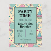 Kleurrijke gepersonaliseerde verjaardagsuitnodigin uitnodiging briefkaart (Voorkant)