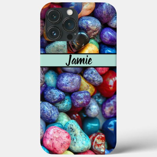 Kleurrijke gepolijst Rocks met naam Case-Mate iPhone Case (Achterkant)
