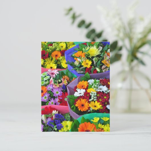 Kleurrijke gerber bloemen print briefkaart (Staand voorkant)
