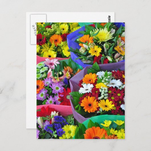 Kleurrijke gerber bloemen print briefkaart (Voorkant / Achterkant)