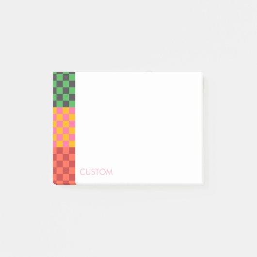 Kleurrijke Geruite Aangepaste Naam  Post-it® Notes (Voorkant)