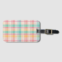 Kleurrijke geruite plaid bagagelabel