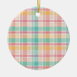 Kleurrijke geruite plaid keramisch ornament