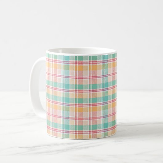 Kleurrijke geruite plaid koffiemok (Voorkant links)