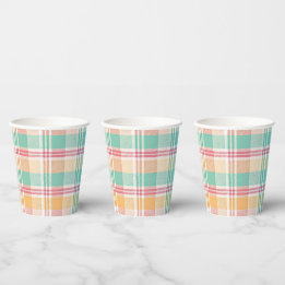Kleurrijke geruite plaid papieren bekers