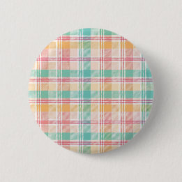 Kleurrijke geruite plaid ronde button 5,7 cm