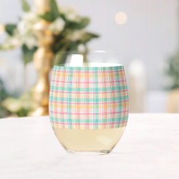 Kleurrijke geruite plaid wijnglas zonder voet