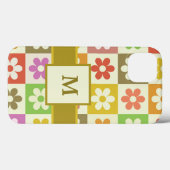 Kleurrijke geruite retro bloemen monogram Case-Mate iPhone case (Achterkant (horizontaal))