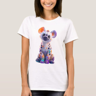 Kleurrijke geschilderde babyhyena-illustratie vrou t-shirt