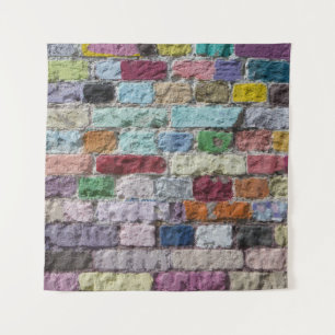 Kleurrijke geschilderde bakstenen wandtextuur wandkleed