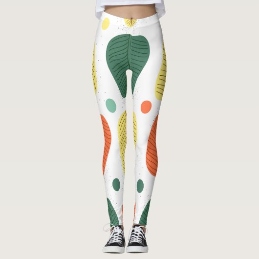 Kleurrijke geschilderde bladeren, heldere zakelijk leggings (Voorkant)