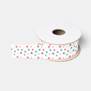 Kleurrijke geschilderde pootafdrukken grosgrain lint