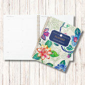 Kleurrijke gestempelde bloemen Business Logo Monog Planner