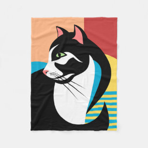 Kleurrijke gestileerde kat fleece deken