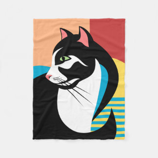 Kleurrijke gestileerde kat fleece deken