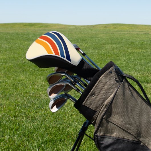Kleurrijke Gestreepte 70s 80s Retro Racing Stripes Golfheadcover (Insitu)