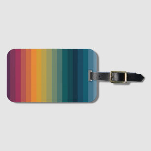 Kleurrijke Gestreepte 70s 80s Retro Regenboogstrep Bagagelabel