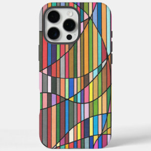 Kleurrijke gestreepte abstracte kunst met vloeiend iPhone 16 pro max hoesje