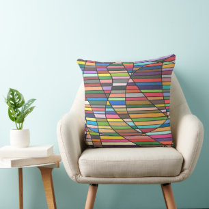 Kleurrijke gestreepte abstracte kunst met vloeiend kussen