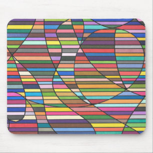 Kleurrijke gestreepte abstracte kunst met vloeiend muismat