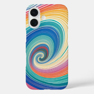 Kleurrijke gestreepte golven iPhone 16 hoesje