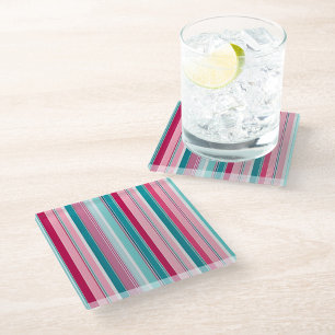 Kleurrijke gestreepte stof Art Glass Onderzetter