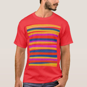 Kleurrijke gestripte acrylische Abstracte kunst T-shirt