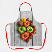 Kleurrijke gestripte tomaten op de weerstabel schort (Voorkant)