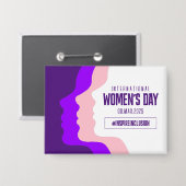 Kleurrijke gezichten Internationale Vrouwendag 8 m Button (Voorkant / Achterkant)