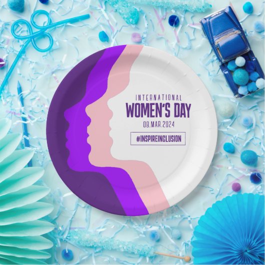 Kleurrijke gezichten Internationale Vrouwendag 8 m Papieren Bordje (Feest)