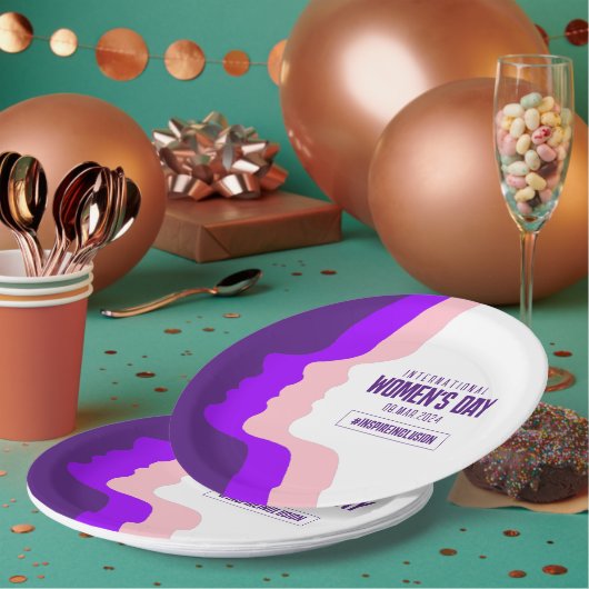 Kleurrijke gezichten Internationale Vrouwendag 8 m Papieren Bordje (Multi)