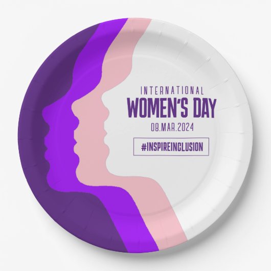 Kleurrijke gezichten Internationale Vrouwendag 8 m Papieren Bordje (Voorkant)