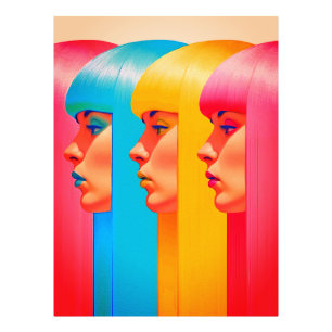 Kleurrijke Gezichten Levendige Meerkleurige Zijpro Foto Afdruk