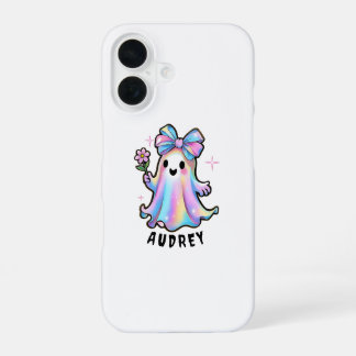 Kleurrijke Ghost Design met Bow en Flower iPhone 16 Hoesje
