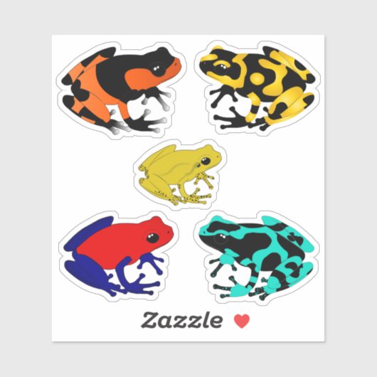 Kleurrijke gifpijlkikkers sticker (Vel)