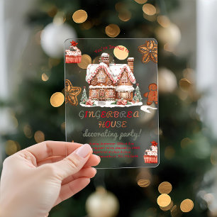 Kleurrijke Gingerbread House Decorating Party Acryl Uitnodigingen