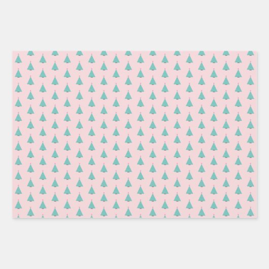 Kleurrijke Gingham en kerstbomen Inpakpapier Vel (Voorkant 2)