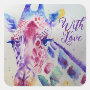 Kleurrijke Giraffe dier Aquarel Art Boys Vierkante Sticker