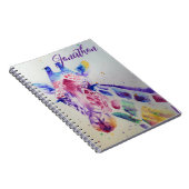 Kleurrijke Giraffe dier Watercolour Kunst Jongens Notitieboek (Rechterzijde)