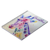 Kleurrijke Giraffe dier Watercolour Kunst Jongens Notitieboek (Linkerzijde)